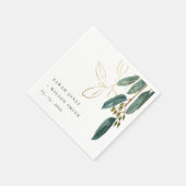 Elegant Eucalyptus Green Gold Foliage Weddenschap Servet (Hoek)
