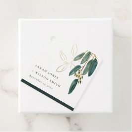 ELEGANT EUCALYPTUS GREEN GOLD FOLIAGE WEDDING BEDANKJES LABELS