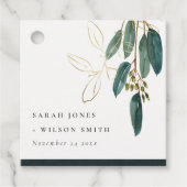 ELEGANT EUCALYPTUS GREEN GOLD FOLIAGE WEDDING BEDANKJES LABELS (Voorkant)