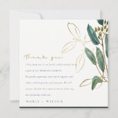 ELEGANT EUCALYPTUS GREEN GOLD FOLIAGE WEDDING BEDANKKAART (Voorkant)