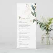 ELEGANT EUCALYPTUS GREEN GOLD FOLIAGE WEDDING MENU (Staand voorkant)