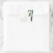 ELEGANT EUCALYPTUS GREEN GOLD FOLIAGE WEDDING VIERKANTE STICKER (Tas)