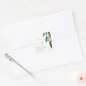 ELEGANT EUCALYPTUS GREEN GOLD FOLIAGE WEDDING VIERKANTE STICKER (Envelop)