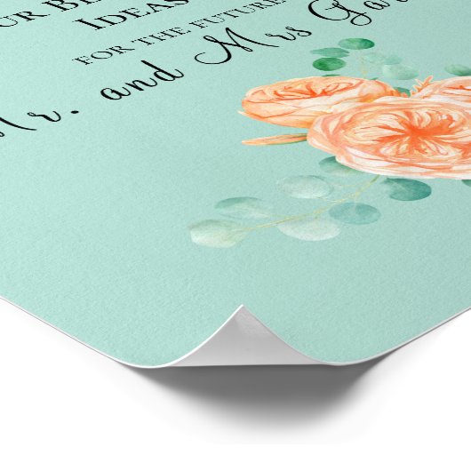 Elegant Eucalyptus Green Peach Date Night Sign Poster (Hoek)