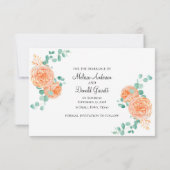 Elegant Eucalyptus Green Peach Floral Save The Date (Achterkant)