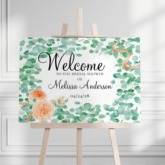 Elegant Eucalyptus Green Peach Poster