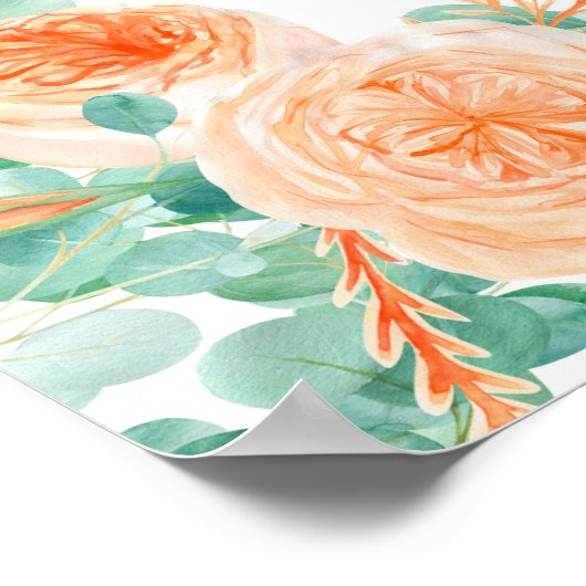 Elegant Eucalyptus Green Peach Poster (Hoek)