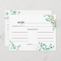 Elegant Eucalyptus Green Peach Wedding Recipcard