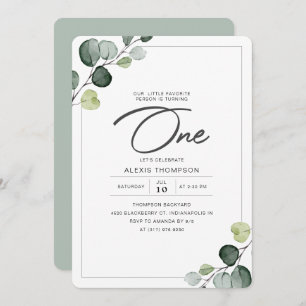 Elegant Eucalyptus Greenery 1e verjaardag Kaart