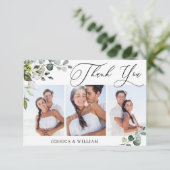 Elegant Eucalyptus Greenery 3 FOTO Bedankkaart (Staand voorkant)
