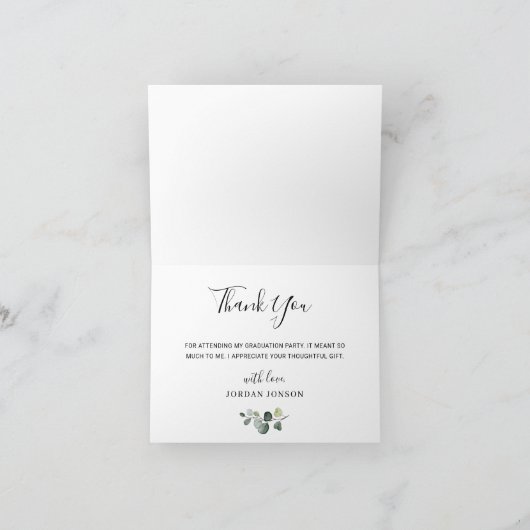 Elegant Eucalyptus Greenery Afstuderen Bedankkaart (Binnen)
