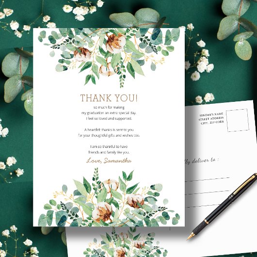 Elegant Eucalyptus Greenery Afstuderen Hartelijk d Briefkaart
