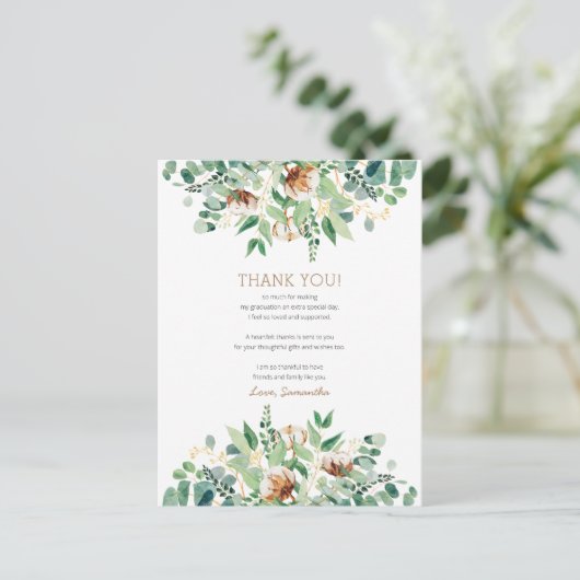 Elegant Eucalyptus Greenery Afstuderen Hartelijk d Briefkaart (Staand voorkant)