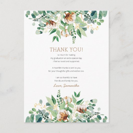 Elegant Eucalyptus Greenery Afstuderen Hartelijk d Briefkaart (Voorkant)