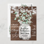 Elegant Eucalyptus Greenery Afstuderen Invitation Briefkaart (Voorkant / Achterkant)