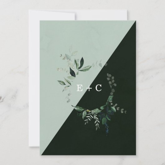 Elegant Eucalyptus Greenery Airy Rustic Wedding Kaart (Achterkant)