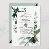 Elegant Eucalyptus Greenery Airy Rustic Wedding Kaart (Voorkant / Achterkant)