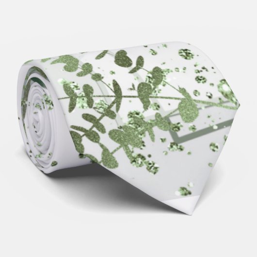 Elegant Eucalyptus Greenery Alcohol Ink Wedding Stropdas (Opgerold)