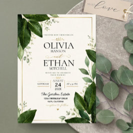 Elegant Eucalyptus Greenery and Gold Accents Kaart