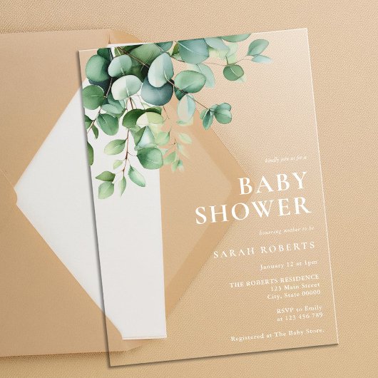 Elegant Eucalyptus Greenery Baby shower Acryl Uitnodigingen