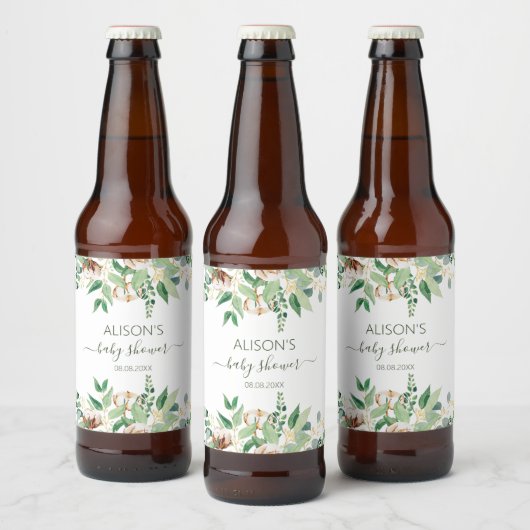 Elegant Eucalyptus Greenery Baby shower Bier Etiket (Flessen)