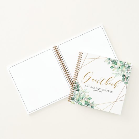 Elegant Eucalyptus Greenery Baby shower Guestbook Notitieboek (Binnen)