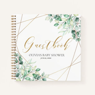 Elegant Eucalyptus Greenery Baby shower Guestbook Notitieboek