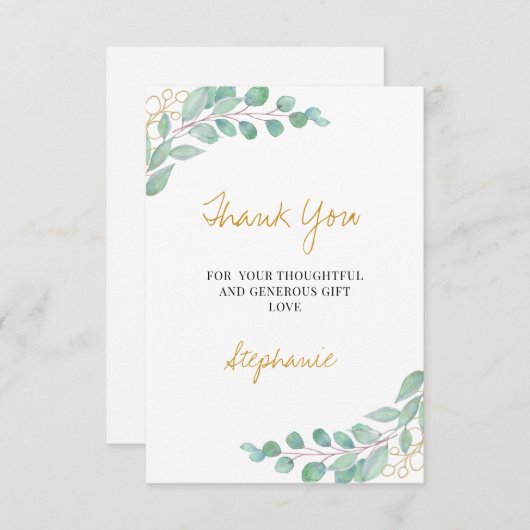 Elegant Eucalyptus Greenery Baby shower Hartelijk  Bedankkaart (Voorkant / Achterkant)