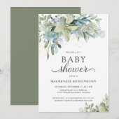 Elegant Eucalyptus Greenery Baby shower Kaart (Voorkant / Achterkant)