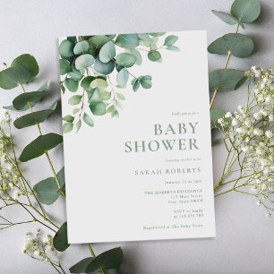 Elegant Eucalyptus Greenery Baby shower Kaart