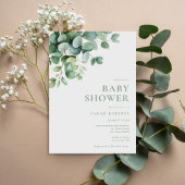 Elegant Eucalyptus Greenery Baby shower Kaart