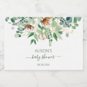 Elegant Eucalyptus Greenery Baby shower Mini Likeurfles Etiket (Enkel label)