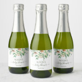 Elegant Eucalyptus Greenery Baby shower Mini Sparkling Wijnetiket (Flessen)