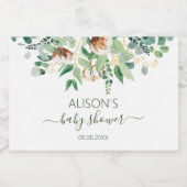 Elegant Eucalyptus Greenery Baby shower Mini Sparkling Wijnetiket (Enkel label)
