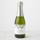 Elegant Eucalyptus Greenery Baby shower Mini Sparkling Wijnetiket (Voorkant)
