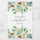 Elegant Eucalyptus Greenery Baby shower Mini Wijn Etiket (Enkel label)