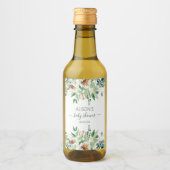 Elegant Eucalyptus Greenery Baby shower Mini Wijn Etiket (Voorkant)
