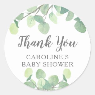 Elegant Eucalyptus Greenery Baby shower Ronde Sticker