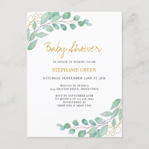 Elegant Eucalyptus Greenery Baby shower Uitnodiging Briefkaart