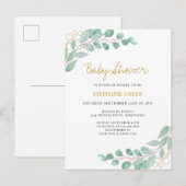 Elegant Eucalyptus Greenery Baby shower Uitnodiging Briefkaart (Voorkant / Achterkant)