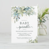 Elegant Eucalyptus Greenery Baby Sprinkle Kaart (Staand voorkant)