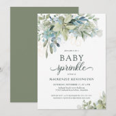 Elegant Eucalyptus Greenery Baby Sprinkle Kaart (Voorkant / Achterkant)