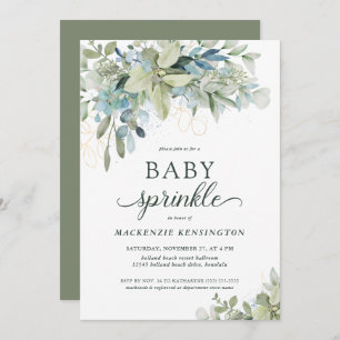 Elegant Eucalyptus Greenery Baby Sprinkle Kaart
