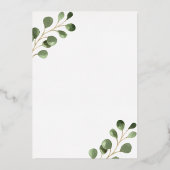 Elegant eucalyptus greenery Baptism real gold Folie Uitnodiging (Achterkant)