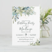 Elegant Eucalyptus Greenery Birthday Party Kaart (Staand voorkant)