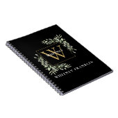 Elegant Eucalyptus Greenery Black Gold Monogram Notitieboek (Rechterzijde)