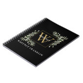 Elegant Eucalyptus Greenery Black Gold Monogram Notitieboek (Linkerzijde)
