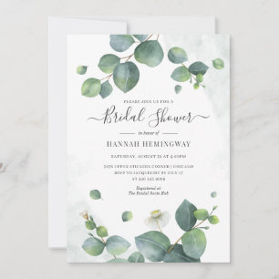 Elegant Eucalyptus Greenery Blush Vrijgezellenfees Kaart