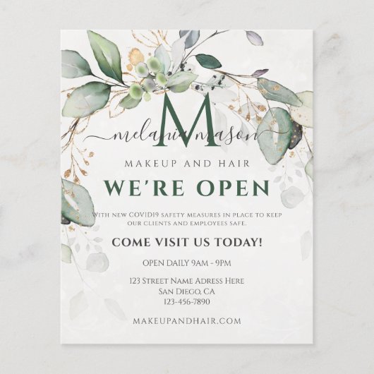 Elegant Eucalyptus Greenery Botanical Flyer (Voorkant)