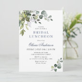 Elegant Eucalyptus Greenery Bridal Luncheon Kaart (Staand voorkant)